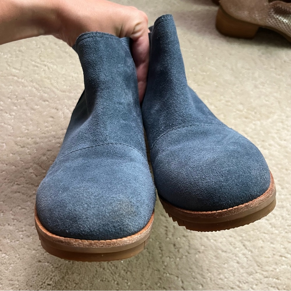 Sorel Cate Chelsea Blue Suede Ankle Boots Booties 9.5 - Picture 6 of 11